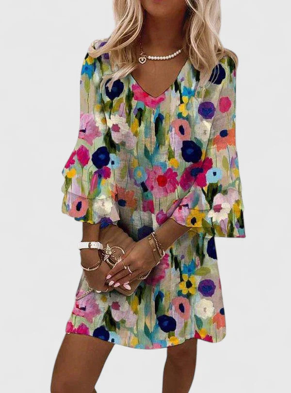 Harper | Romantic Floral Mini Dress with Flattering Fit 0