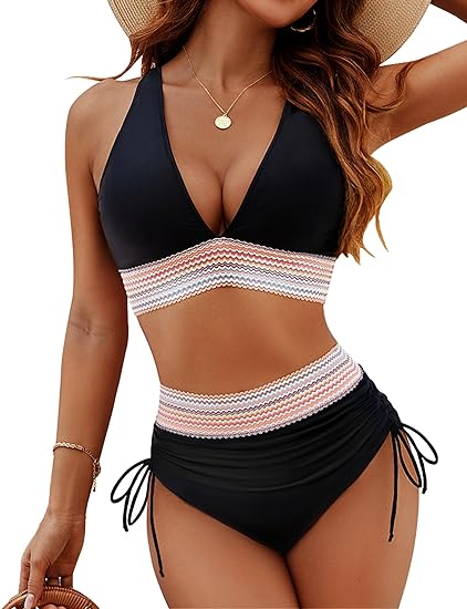 Haven | High Waisted Bikini Set – Tummy Control, V-Neck & Adjustable Straps 0