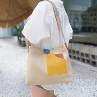 Penelope | Canvas-Shopper mit Farbblock und PU-Leder-Tasche