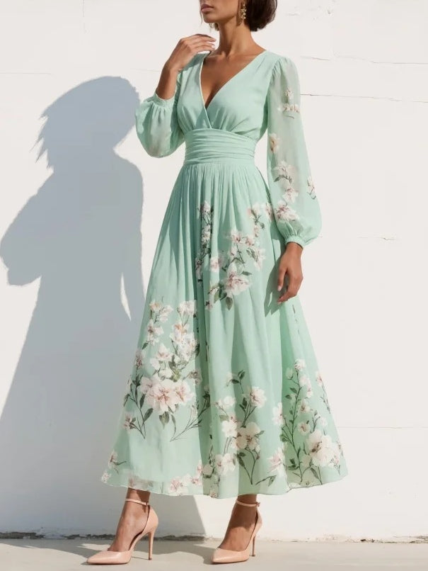 Iris | Classic And Graceful Floral V-Neck Midi Dress 2