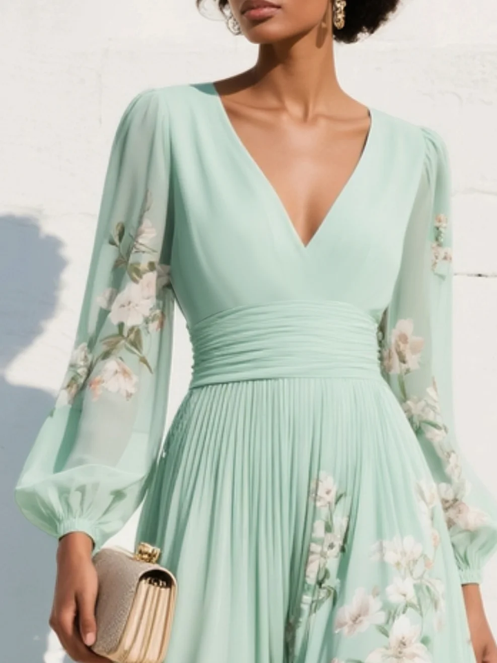 Iris | Classic And Graceful Floral V-Neck Midi Dress 3