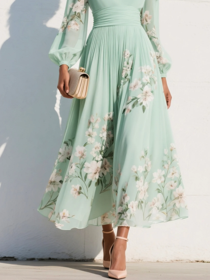 Iris | Classic And Graceful Floral V-Neck Midi Dress 4