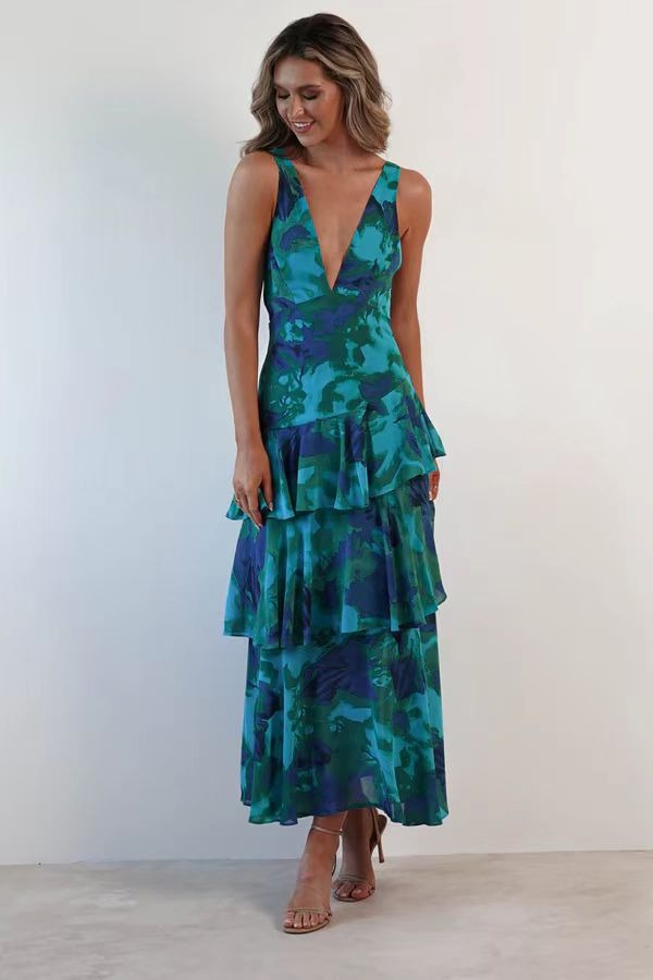 Iris | Elegant Floral Flounce Maxi Dress 12