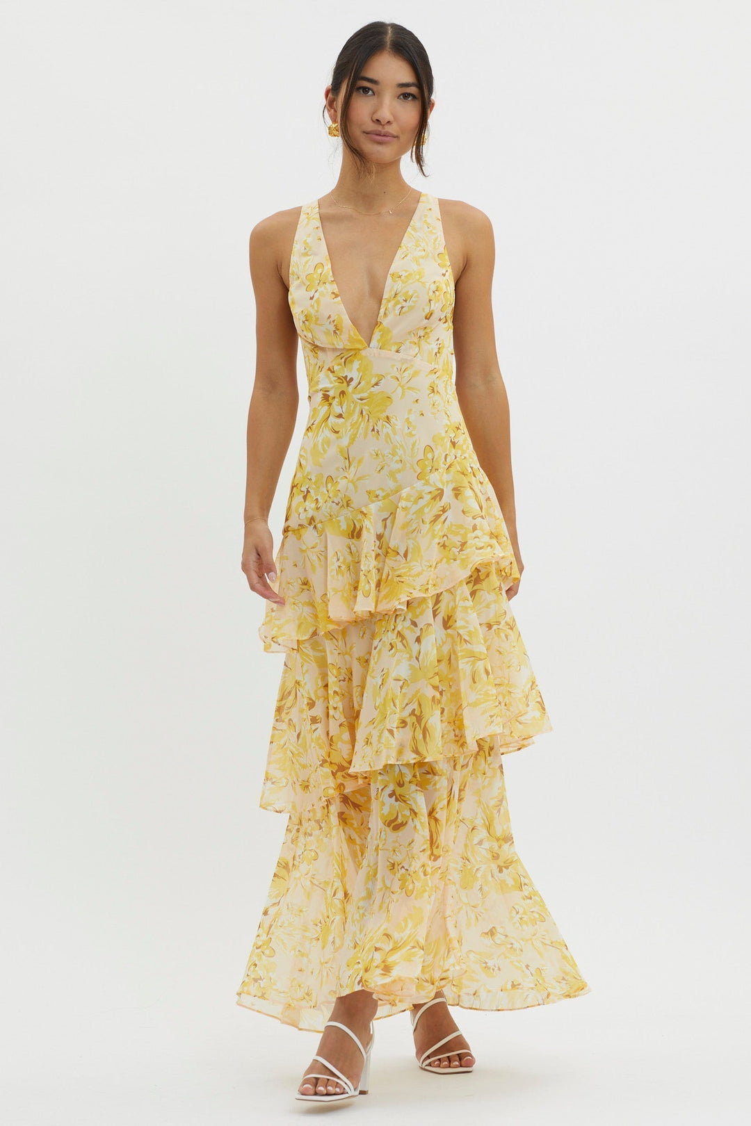 Iris | Elegant Floral Flounce Maxi Dress 4