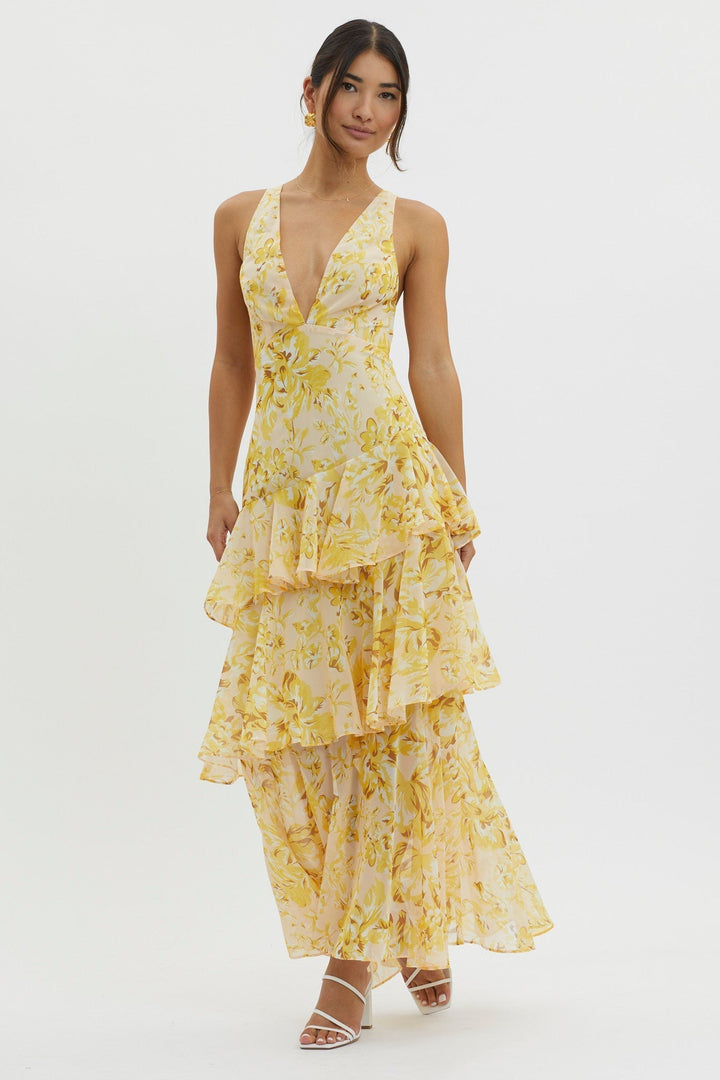 Iris | Elegant Floral Flounce Maxi Dress 5