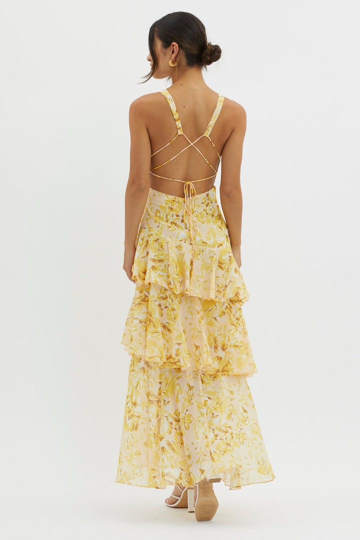 Iris | Elegant Floral Flounce Maxi Dress 6