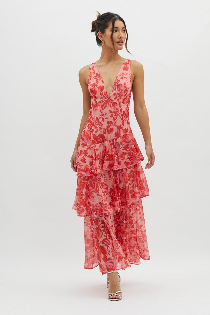 Iris | Elegant Floral Flounce Maxi Dress 8