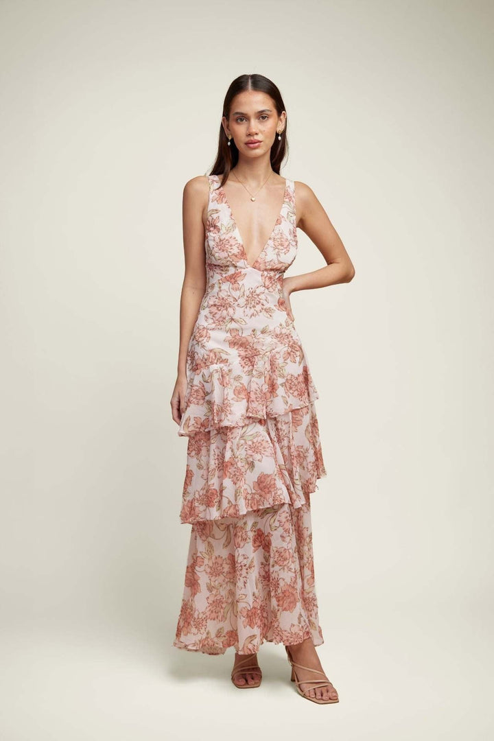 Iris | Elegant Floral Flounce Maxi Dress 9