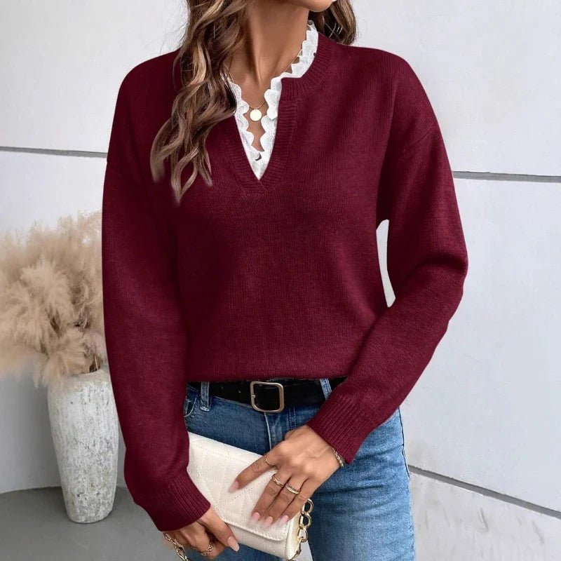 Iris | Elegant Women's Sweater with Romantic Lace Detail 5