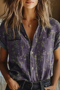 Clara | Baumwollbluse mit Blumenmuster und Knopfleiste