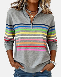 Harper | Gestreiftes Sweatshirt mit Viertel-Reißverschluss
