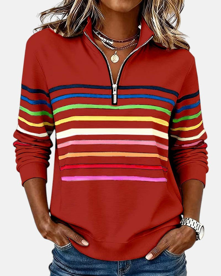 Iris | Vibrant Striped Quarter Zip Women's Sweatshirt 3