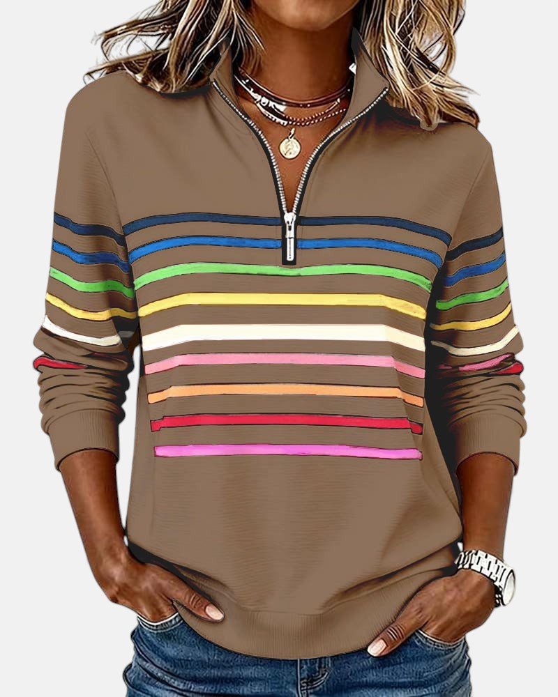 Iris | Vibrant Striped Quarter Zip Women's Sweatshirt 4