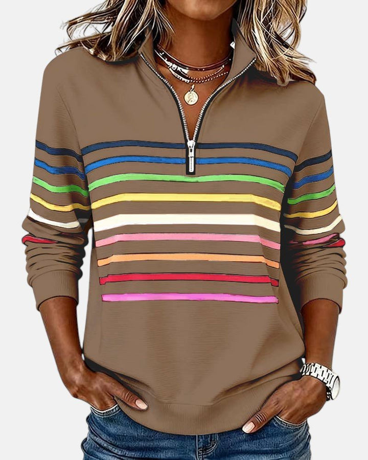 Iris | Vibrant Striped Quarter Zip Women's Sweatshirt 4