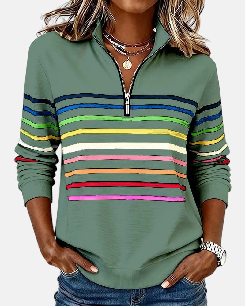 Iris | Vibrant Striped Quarter Zip Women's Sweatshirt 5