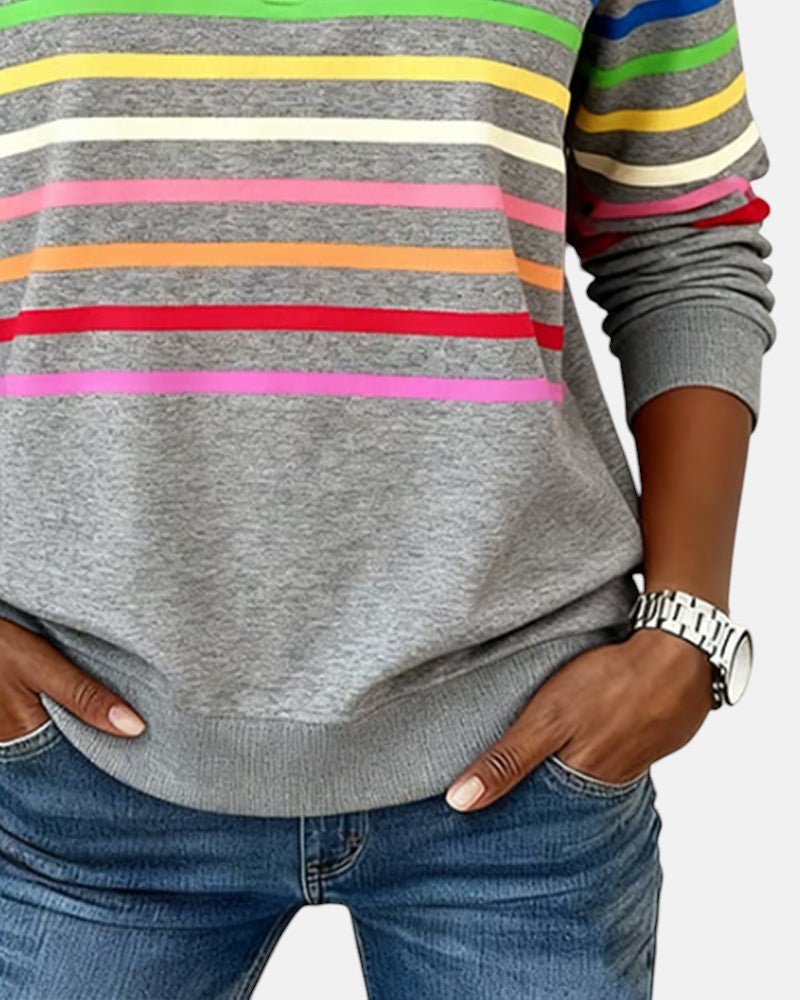 Iris | Vibrant Striped Quarter Zip Women's Sweatshirt 7