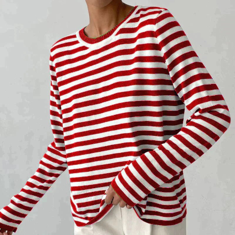 Isabella | Comfortable And Warm Nautical Striped Long Sleeve Sweater 3