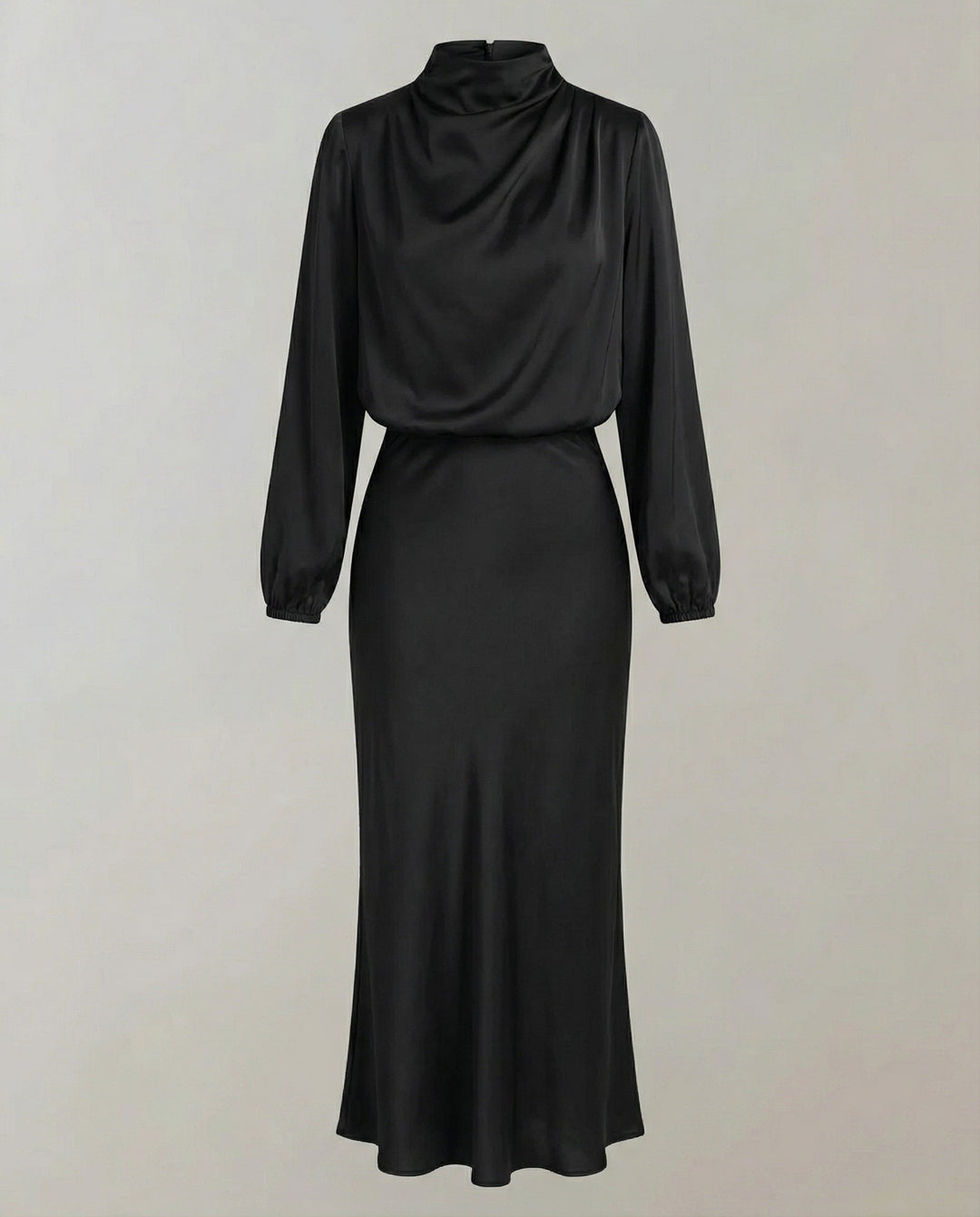 Isabella | Elegant Luminous Long-Sleeve Satin Dress 2