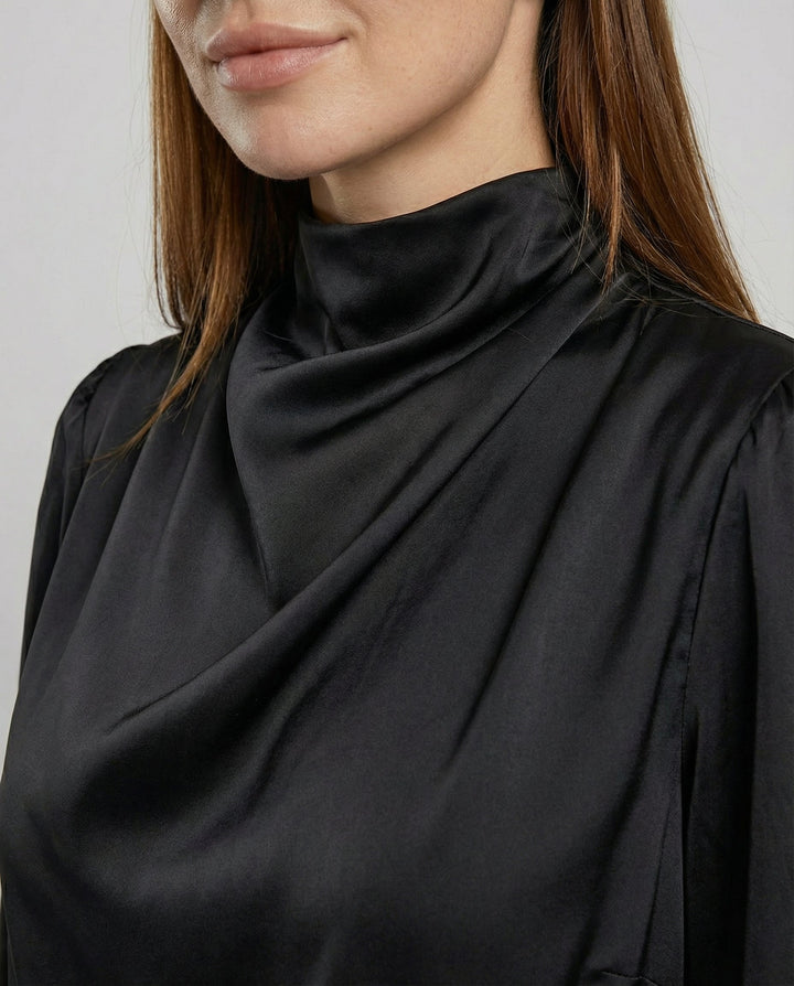 Isabella | Elegant Luminous Long-Sleeve Satin Dress 4