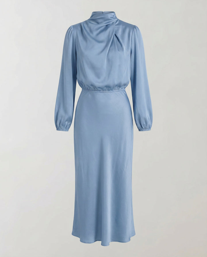 Isabella | Elegant Luminous Long-Sleeve Satin Dress 5