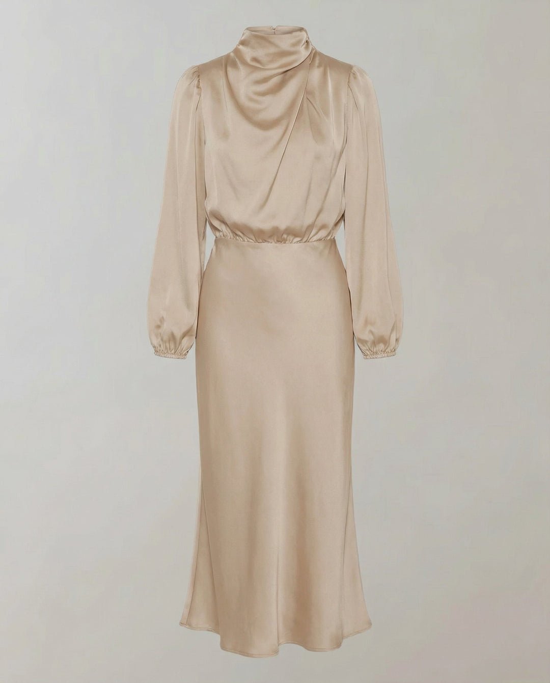 Isabella | Elegant Luminous Long-Sleeve Satin Dress 6