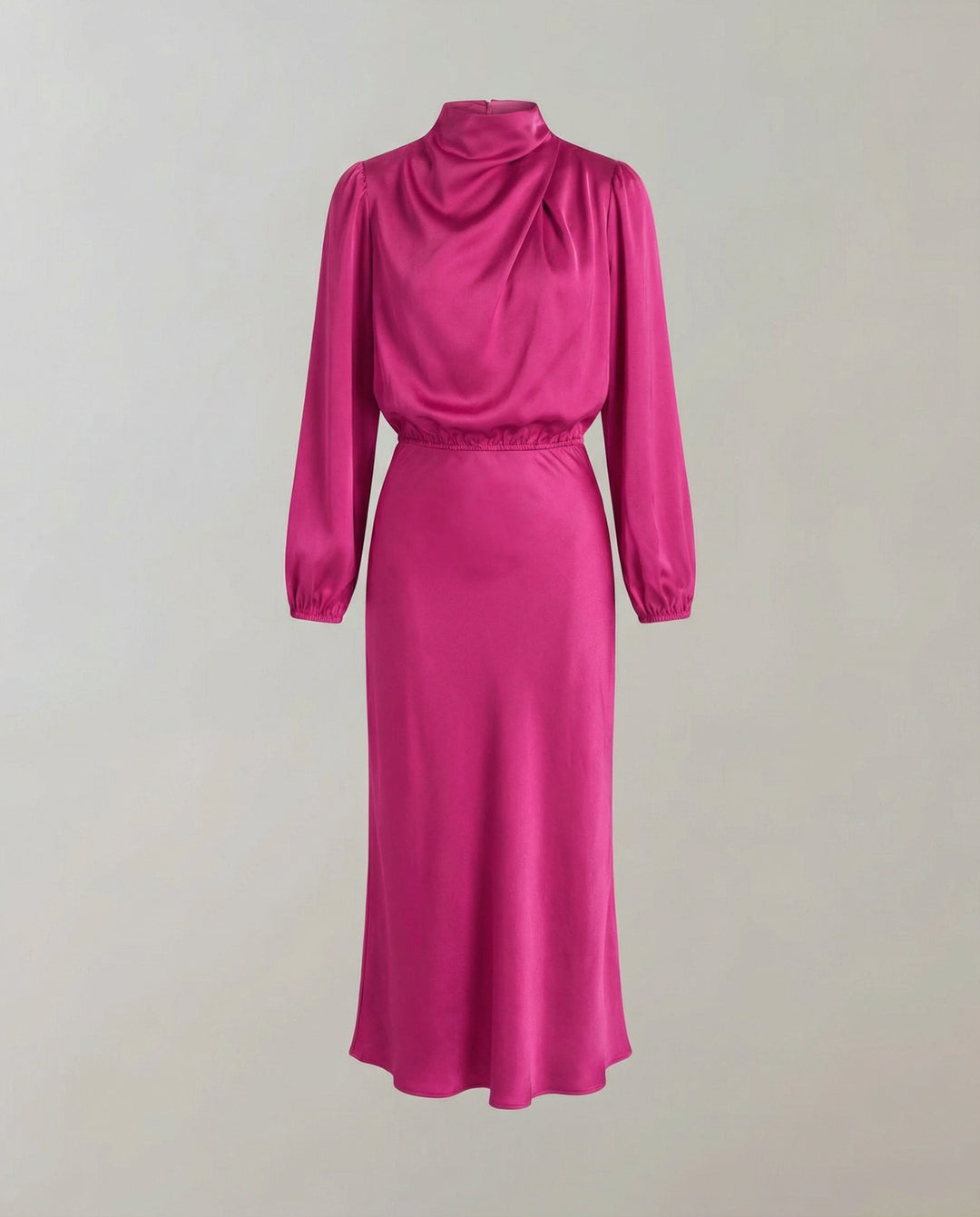 Isabella | Elegant Luminous Long-Sleeve Satin Dress 8