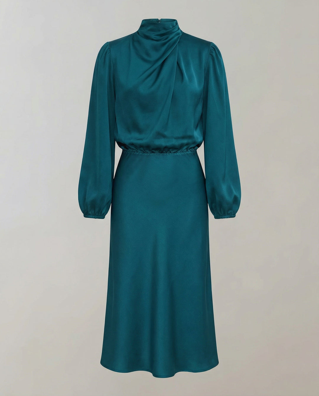 Isabella | Elegant Luminous Long-Sleeve Satin Dress 9