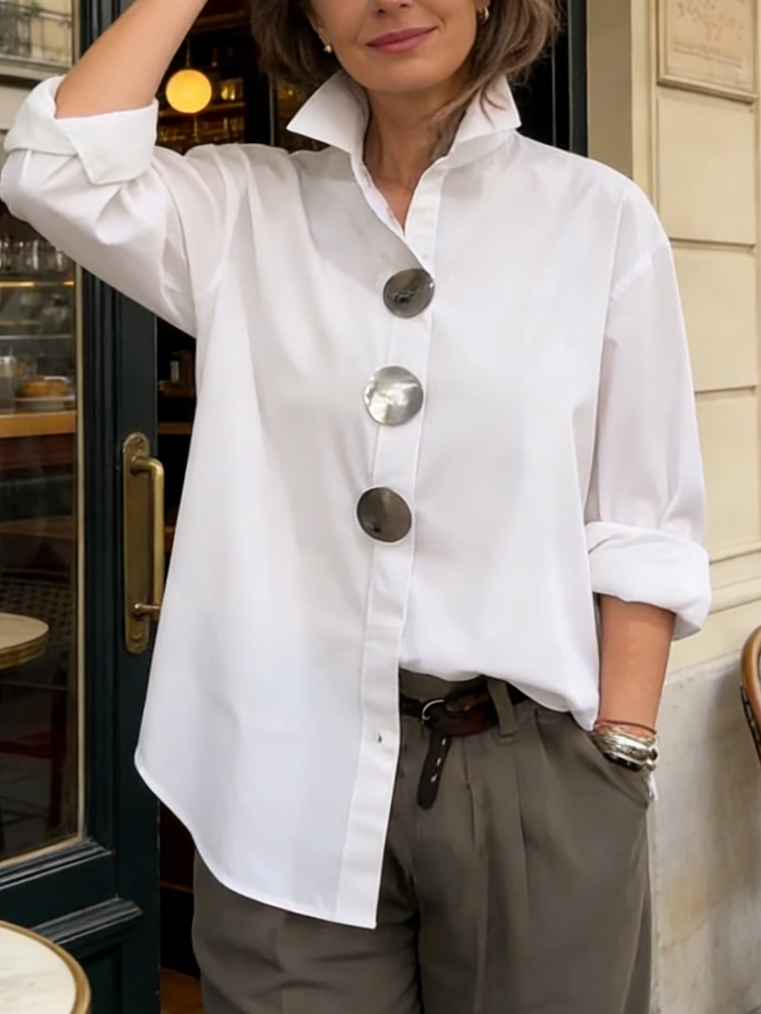 Isabella | Elegant and modern blouse with a stand-up collar 6