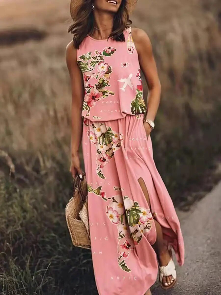 Isabella | Flowing Bohemian Sleeveless Floral Maxi Dress 0