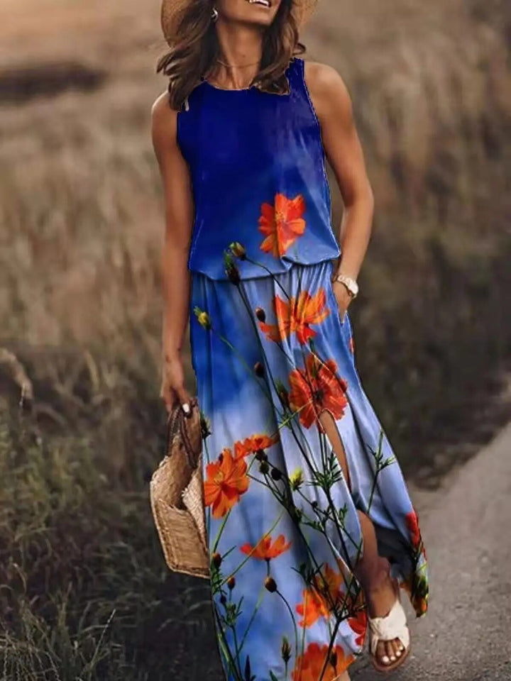 Isabella | Flowing Bohemian Sleeveless Floral Maxi Dress 1