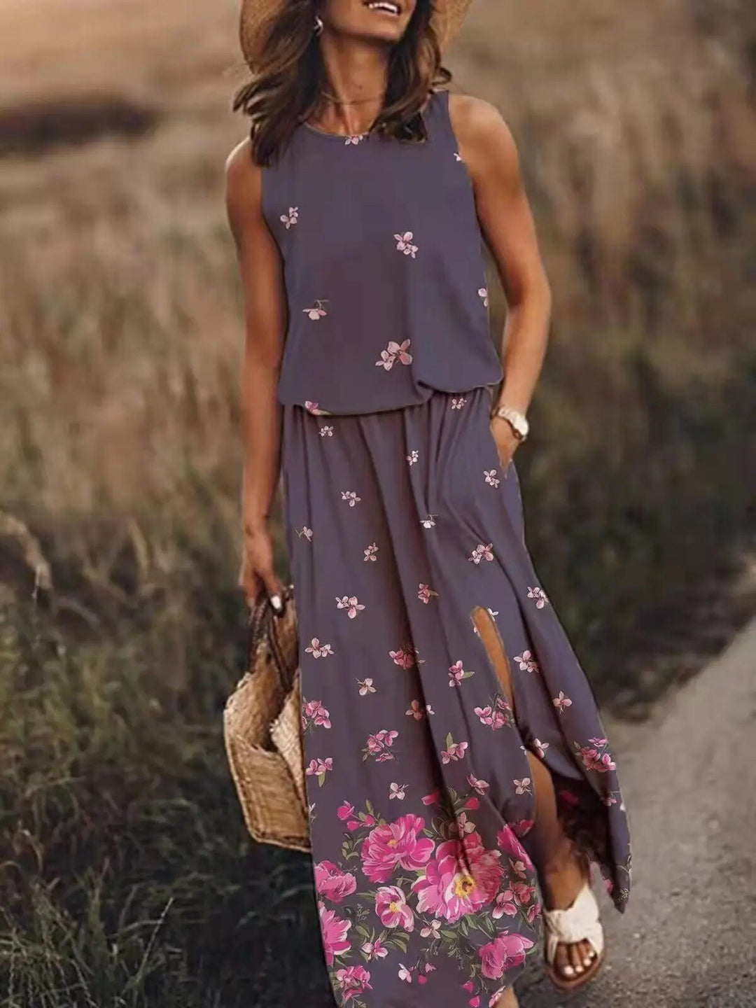 Isabella | Flowing Bohemian Sleeveless Floral Maxi Dress 2