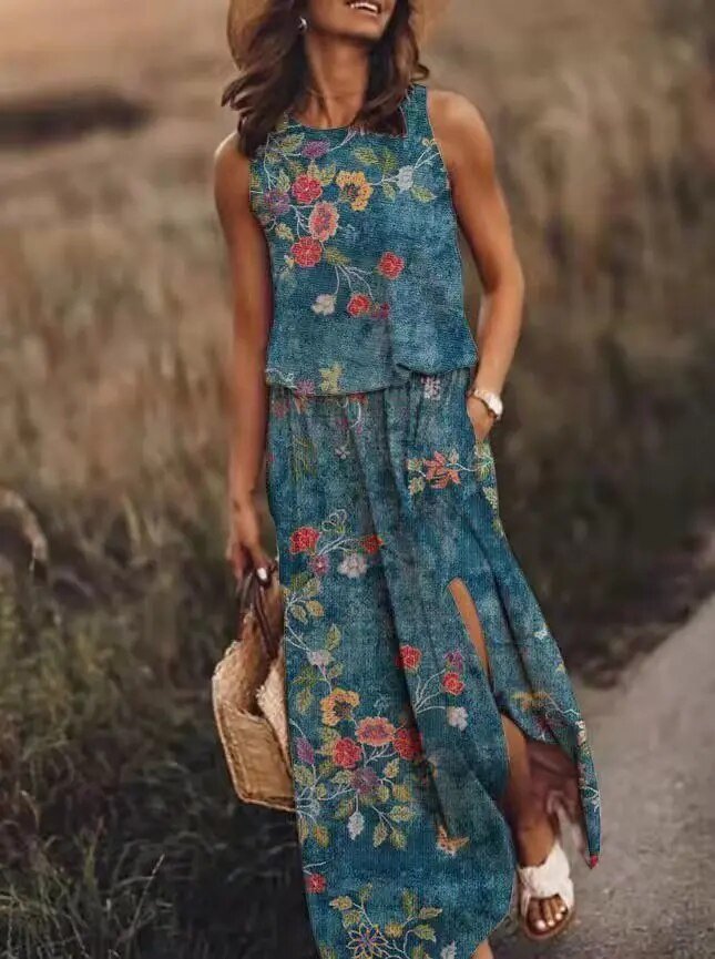 Isabella | Flowing Bohemian Sleeveless Floral Maxi Dress 3