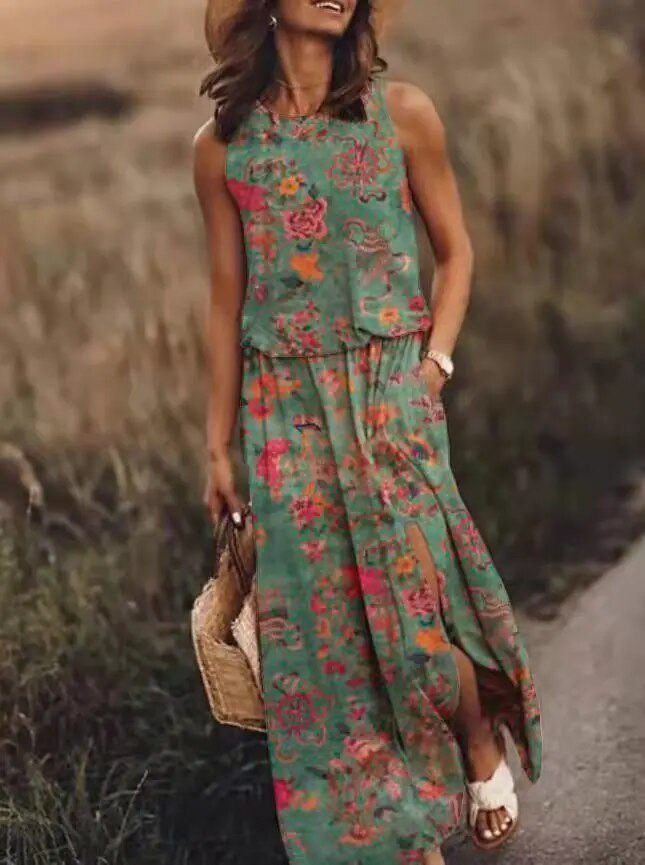 Isabella | Flowing Bohemian Sleeveless Floral Maxi Dress 4