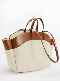 Avery | Large Leather-Trim Canvas Tote Bag