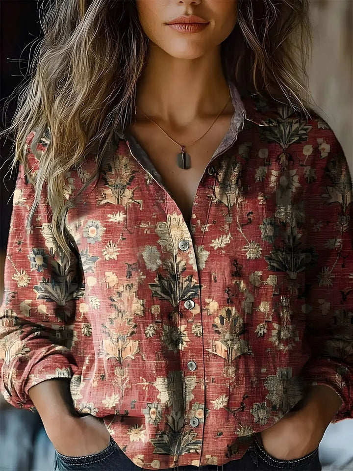 Isabella | Womens Blouses Floral Vintage Loose Fit Cotton Blend 6