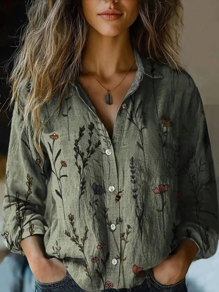 Isabella | Womens Blouses Floral Vintage Loose Fit Cotton Blend 7