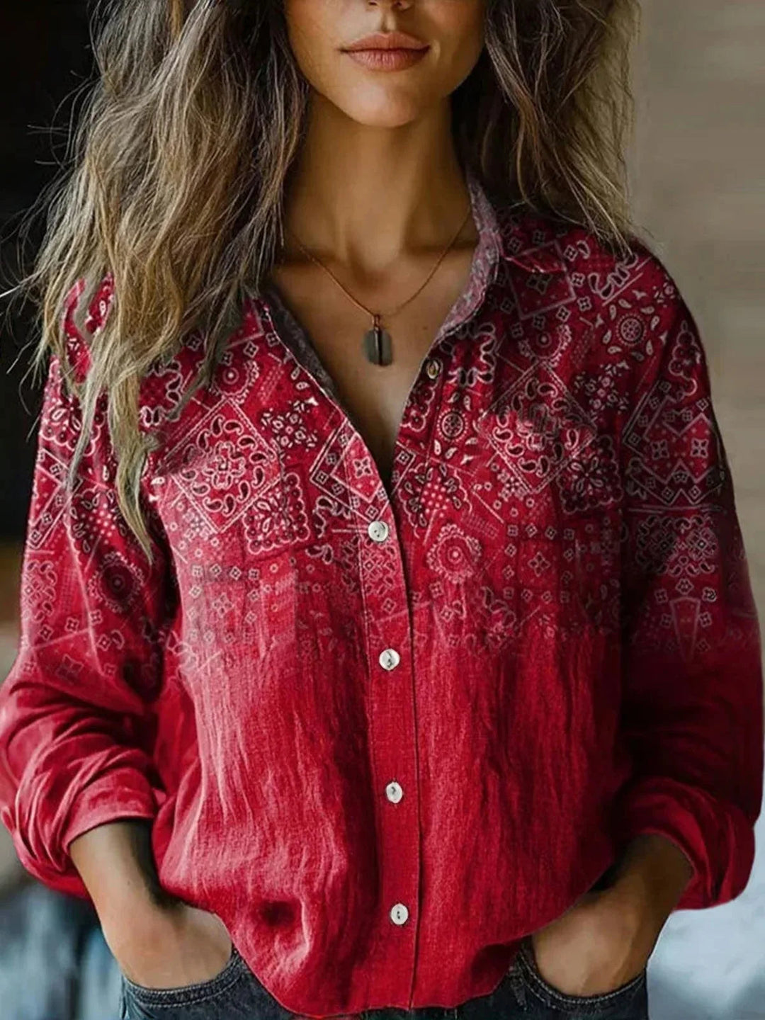 Isabella | Womens Blouses Floral Vintage Loose Fit Cotton Blend 8