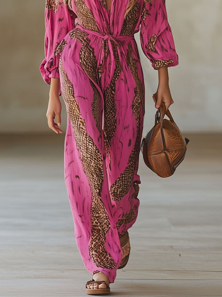 Isla | Bold Leopard Print V-Neck Wide Leg Jumpsuit 3