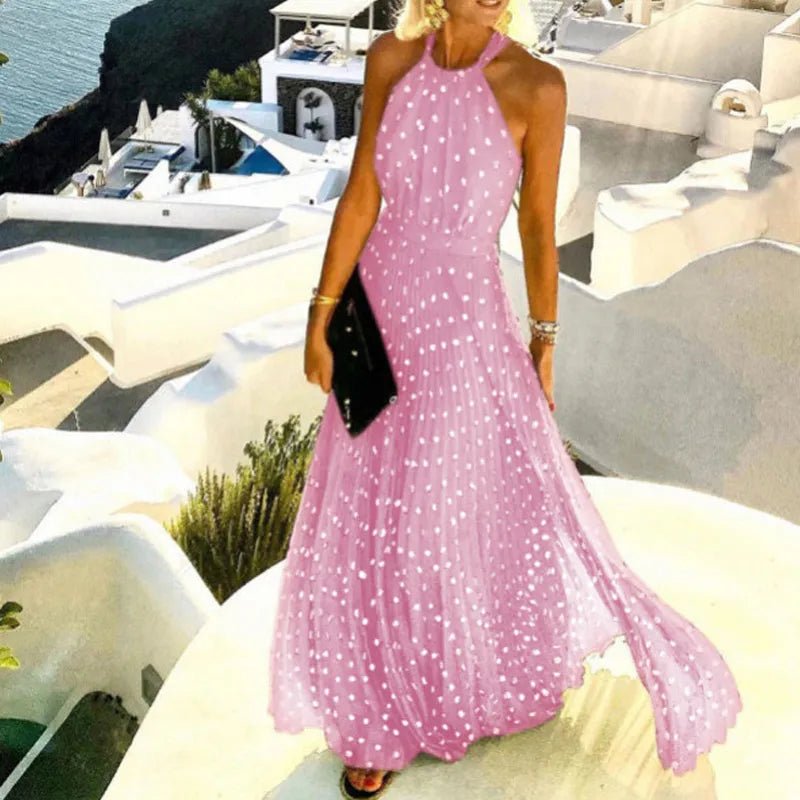 Isla | Elegant And Flowing Halter Neck Pleated Maxi Dress 0
