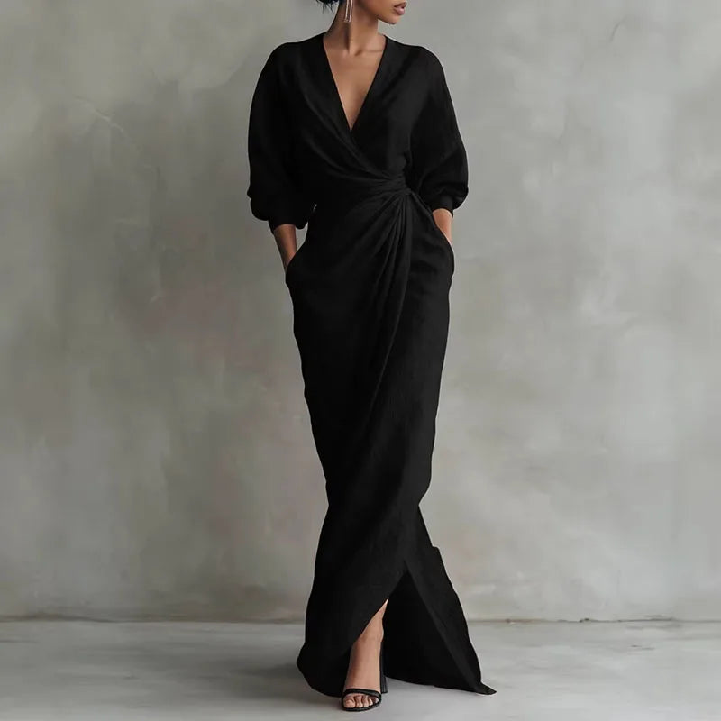 Isla | Elegant And Sophisticated V-Neck Wrap Maxi Dress 4