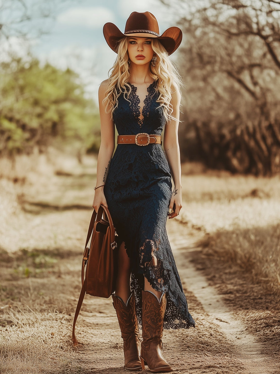 Ivy | Elegant And Trendy Lace V-Neck Midi Dress 1