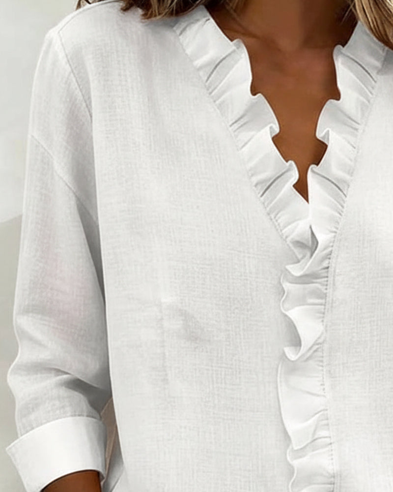Jasmine | Ruffled Blouse Long Sleeve Elegant Summer Top Plus Size Fit 6