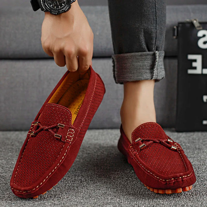 Jaxon | Mens Loafers Black Perforated Leather Casual Comfort 2