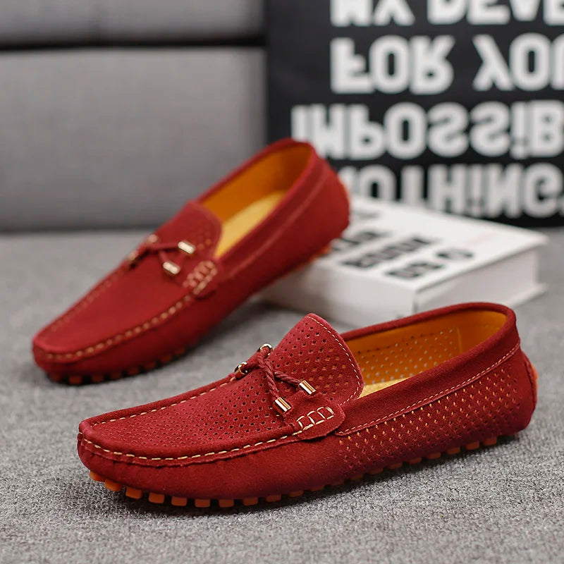 Jaxon | Mens Loafers Black Perforated Leather Casual Comfort 5