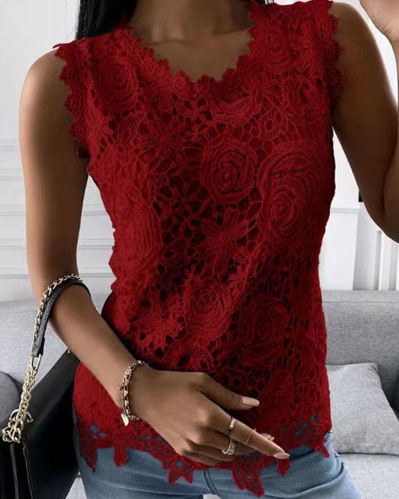 Jennifer | Elegant Women’s Sleeveless Lace Tank Top 3