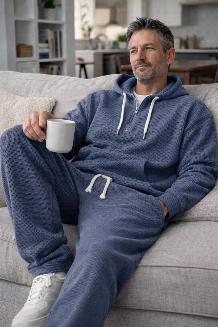 Jeremy | Premium Waffle Knit Half-Zip Hoodie and Joggers Set 2
