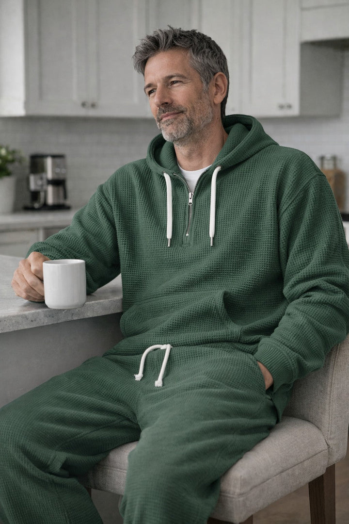 Jeremy | Premium Waffle Knit Half-Zip Hoodie and Joggers Set 3
