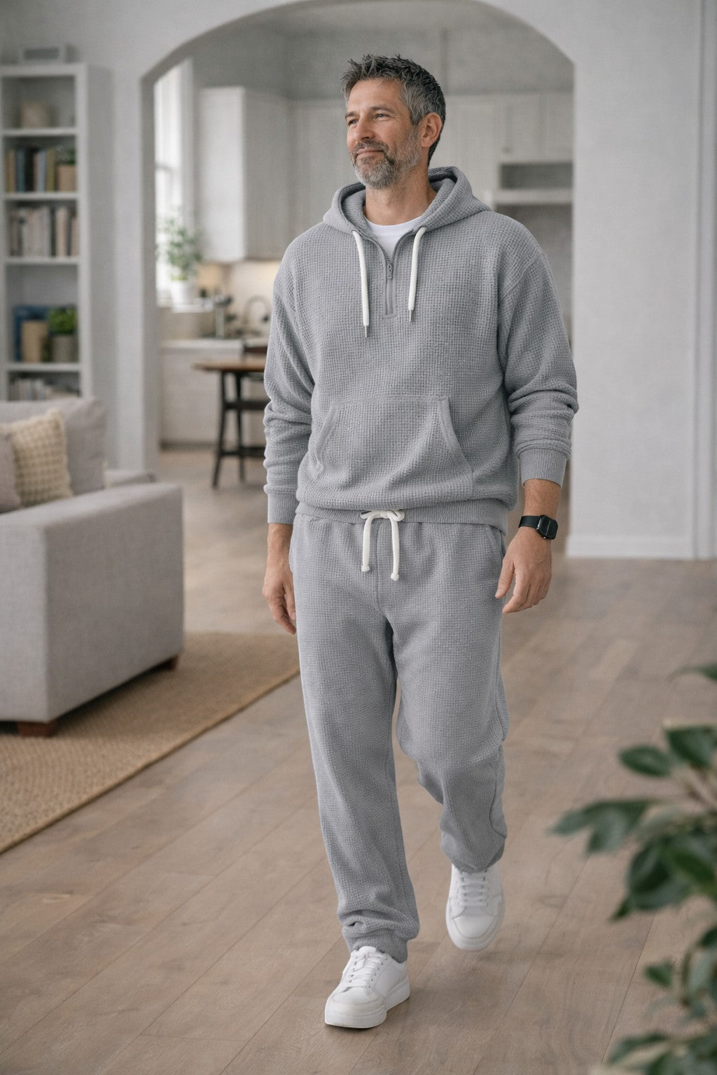 Jeremy | Premium Waffle Knit Half-Zip Hoodie and Joggers Set 4