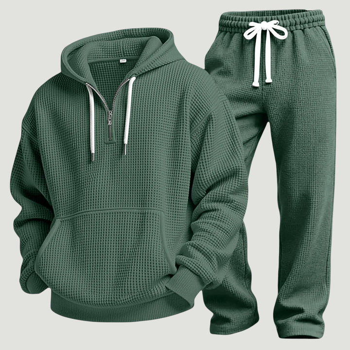 Jeremy | Premium Waffle Knit Half-Zip Hoodie and Joggers Set 7