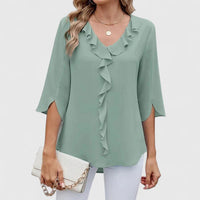 Audrey | Blusa in chiffon con scollo a V e volant
